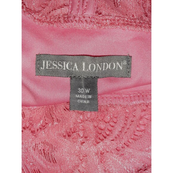 JESSICA LONDON Size 30W Shift Dress Pink Floral Lace Long Sleeve Stretch - Picture 6 of 6